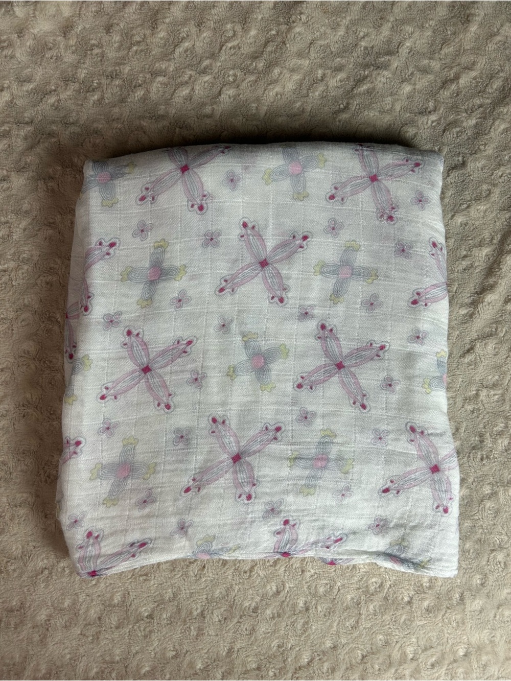Aden + Anais Floral Baby Swaddle Blanket Bamboo White Pink Yellow Gray Flower